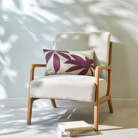 Coussin rectangulaire imprimé feuillage (naturel / figue) Coussin rectangulaire imprimé feuillage (naturel / figue)